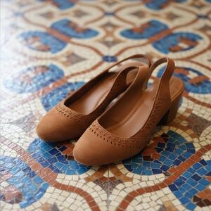 Lucky Brand Tan Heels with wrap-around Ankle Strap